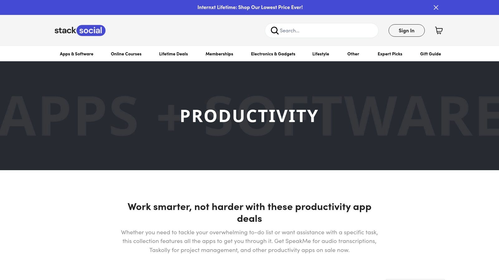 StackSocial (software store with productivity collections)