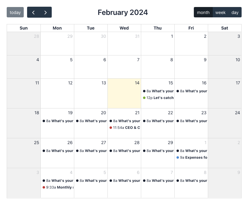Calendar for outbound email (which recurring emails get sent when).
